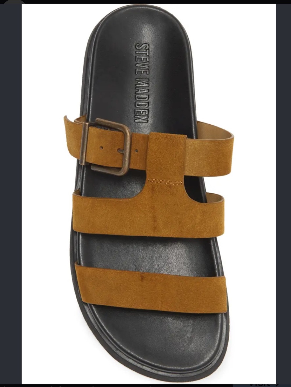 Steve Madden Men’s Brown Suede Triple-Strap Slide Sandal